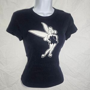 Vintage y2k disney studio 28 navy blue tinkerbell baby tee